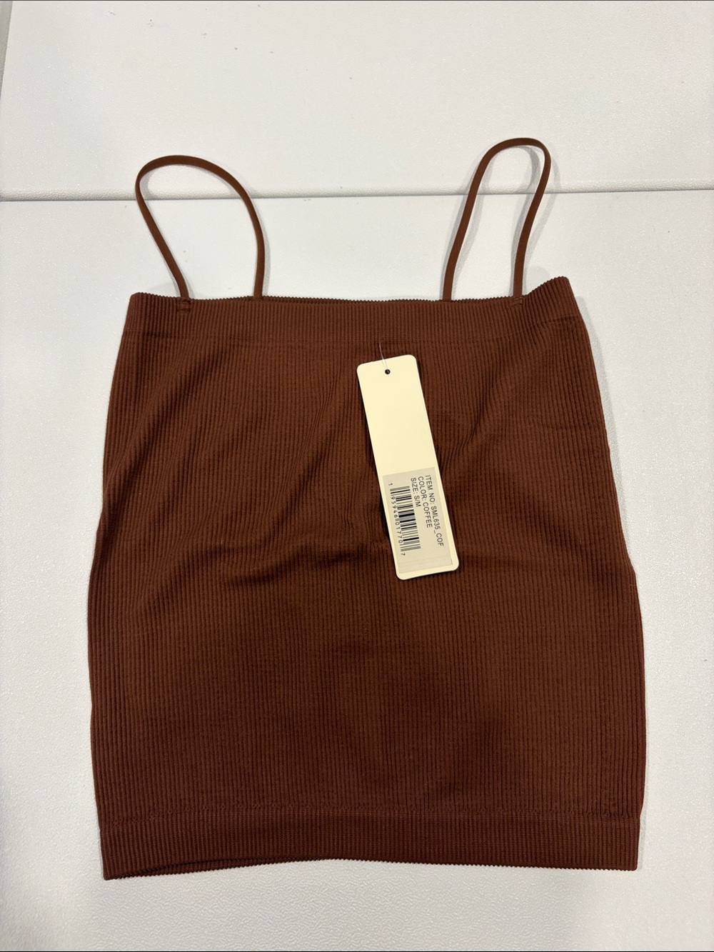 Yelete Ribbed Spaghetti Strap Camisole - Chocolate Brown